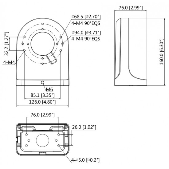 Dahua РУКОЯТКА ДЛЯ ШАРООБРАЗНЫХ КАМЕР PFB204W-B DAHUA