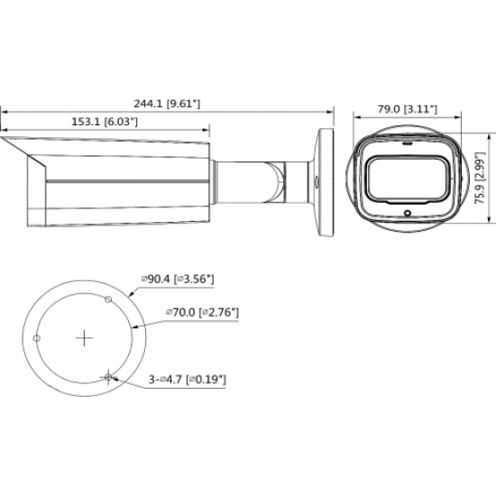 Dahua AHD, HD-CVI, HD-TVI, PAL CAMERA HAC-HFW2501TU-A-0360B-S2 - 5 Mpx 3.6 mm DAHUA