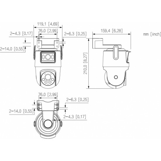 Dahua NET CAMERA 3+3MP PT DOME/P3D-3F-PV-0280B/0600B DAHUA