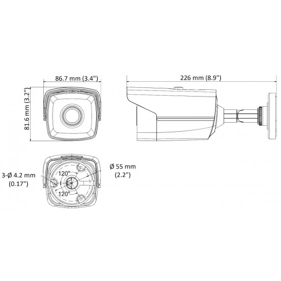 AHD, HD-CVI, HD-TVI, PAL CAMERA DS-2CE16D8T-IT3F(2.8MM) - 1080p Hikvision