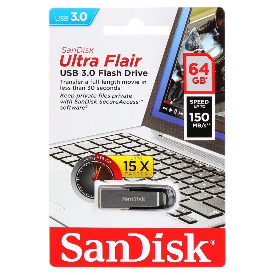 PENDRIVE USB 3.0 FD-64/ULTRAFLAIR-SAN DISK 64 GB USB 3.0 SANDISK