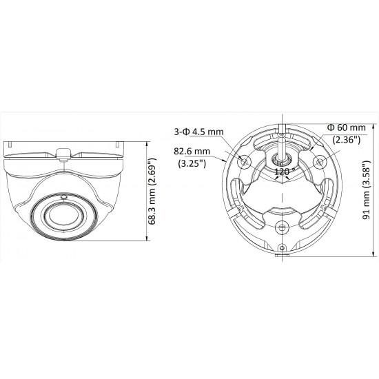 АНТИВАНДАЛЬНАЯ КАМЕРАAHD, HD-CVI, HD-TVI, PAL DS-2CE56D8T-ITMF(2.8MM) - 1080p Hikvision