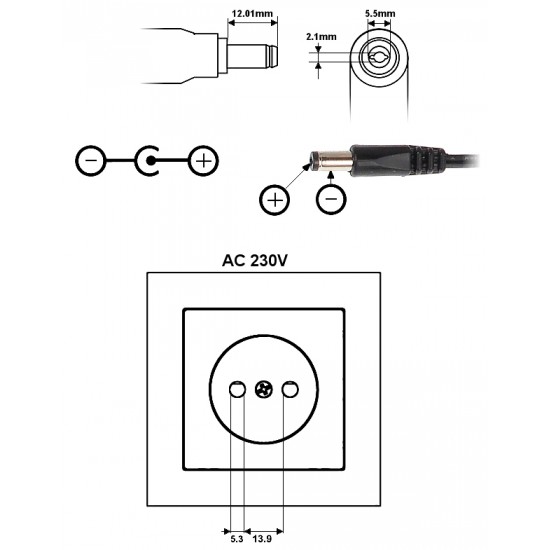 БЛОК ПИТАНИЯ 12V/5A/5.5