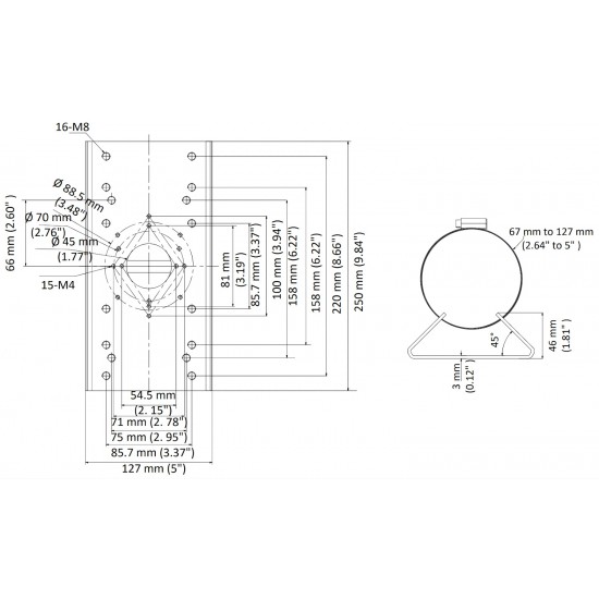 РУКОЯТКА ДЛЯ УСТАНОВКИ НА СТОЛБ DS-1275ZJ-SUS Hikvision